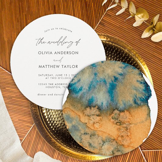 Invitation Aquarelle moderne Terre Bleue Le Mariage de