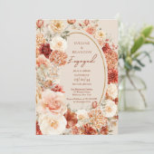 Invitation Aquarelle moderne terre cuite bordeaux floral (Debout devant)