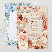 Invitation Aquarelle moderne terre cuite bordeaux floral (Devant / Derrière)