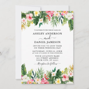 Invitation Aquarelle moderne Tropical Floral Mariage