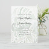 Invitation Aquarelle moderne Tropical Monstera Feuille Mariag (Debout devant)