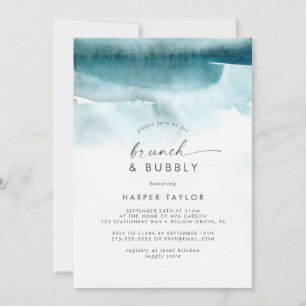 Invitation Aquarelle moderne Turquoise Brunch & Bubbly Brid