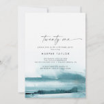 Invitation Aquarelle moderne | Turquoise fête du 21e annivers<br><div class="desc">Cet aquarelle moderne turquoise 21ème anniversaire invitation est parfait pour une fête d'anniversaire design contemporain. La collection design minimaliste,  classique et élégante présente de simples touches de peinture couleur à l'eau dans de jolis tons bijoux.</div>