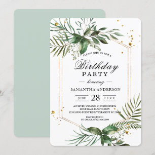 Invitation Aquarelle moderne Verdure Cadre Or