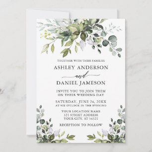 Invitation Aquarelle moderne Verdure Calligraphie Mariage