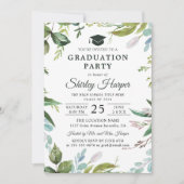Invitation Aquarelle moderne verdure Floral Graduation Party (Devant)
