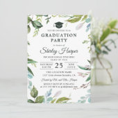 Invitation Aquarelle moderne verdure Floral Graduation Party (Debout devant)