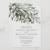 Invitation Aquarelle moderne verdure Olive botanique (Devant / Derrière)