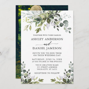 Invitation Aquarelle moderne verdure Photo Retour Mariage