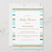 Invitation Aquarelle moderne Vert Baby shower de bande or (Devant)