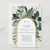 Invitation Aquarelle moderne Vert beige, mariage de jardin (Devant)