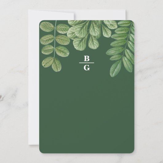 Invitation Aquarelle moderne vert émeraude Mariage vert émera (Dos)