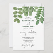 Invitation Aquarelle moderne vert émeraude Mariage vert émera (Devant)