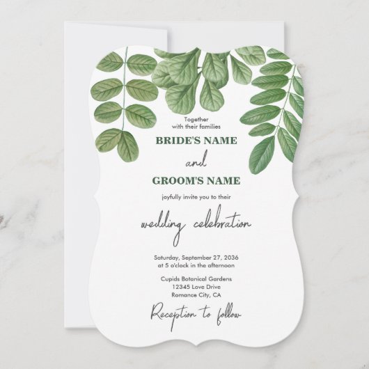 Invitation Aquarelle moderne vert émeraude Mariage vert émera (Devant)