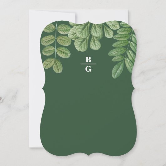 Invitation Aquarelle moderne vert émeraude Mariage vert émera (Dos)