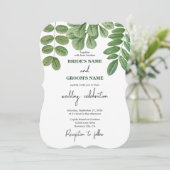 Invitation Aquarelle moderne vert émeraude Mariage vert émera (Debout devant)