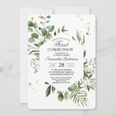 Invitation Aquarelle moderne Vert Eucalyptus Cadre vert (Devant)