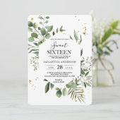 Invitation Aquarelle moderne Vert Eucalyptus Cadre vert (Debout devant)