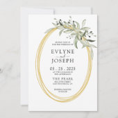 Invitation Aquarelle moderne Vert Eucalyptus Mariage (Devant)