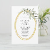 Invitation Aquarelle moderne Vert Eucalyptus Mariage (Debout devant)