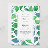 Invitation Aquarelle moderne Vert Feuille Mariage de feuillag (Devant)