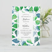 Invitation Aquarelle moderne Vert Feuille Mariage de feuillag (Debout devant)