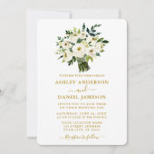 Invitation Aquarelle moderne Vert Floral Mariage Or (Devant)