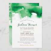 Invitation Aquarelle moderne vert kelly (Devant / Derrière)