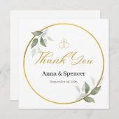 Invitation Aquarelle moderne Vert Merci mariage Faveur (Devant / Derrière)