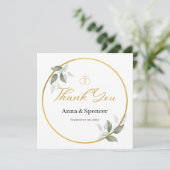 Invitation Aquarelle moderne Vert Merci mariage Faveur (Debout devant)