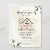 Invitation Aquarelle moderne verte et beige Chauffage domesti (Devant)