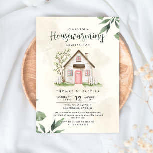 Invitation Aquarelle moderne verte et beige Chauffage domesti