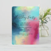 Invitation Aquarelle moderne verte Nebula Anniversaire Abstra (Debout devant)
