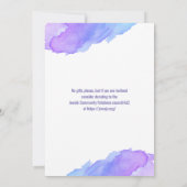 Invitation Aquarelle moderne violet bleu étoile BAT MITZVAH (Dos)