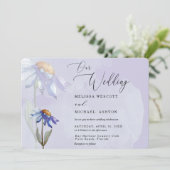 Invitation Aquarelle moderne violet Gerbera Mariage marguerit (Debout devant)