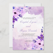 Invitation Aquarelle moderne violet lavande Mariage floral (Devant)