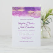 Invitation Aquarelle moderne violet mauve Mariage Lilac (Debout devant)