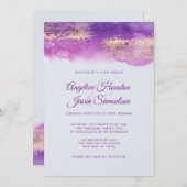 Invitation Aquarelle moderne violet mauve Mariage Lilac (Devant / Derrière)