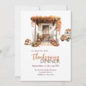 Invitation Aquarelle modifiable Boho brûlé Orange Thanksgivin (Devant)