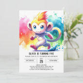 Invitation Aquarelle modifiable Singe Anniversaire (Debout devant)