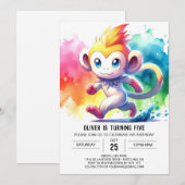 Invitation Aquarelle modifiable Singe Anniversaire (Devant / Derrière)