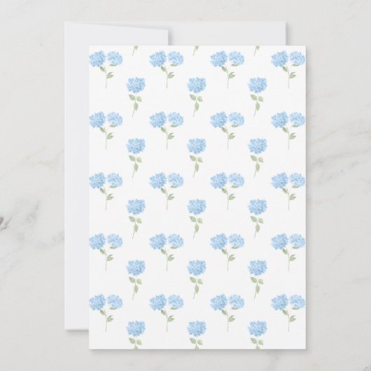 Invitation Aquarelle Monogramme bleu Hydrangea Mariage de cou (Dos)