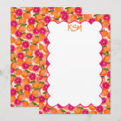 Invitation Aquarelle Monogramme de pamplemousse (Devant / Derrière)