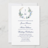 Invitation Aquarelle Monogramme Floral Mariage (Devant)