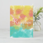 Invitation Aquarelle Monogramme Gouache rose bleu jaune (Debout devant)