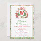 Invitation Aquarelle Monogramme initial Père Noël Crest Noël (Devant)
