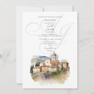 Invitation Aquarelle Monogramme Italien Destination Mariage