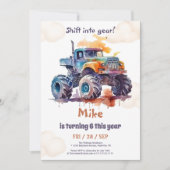 Invitation Aquarelle Monster Camion garçon Anniversaire (Devant)