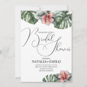 Invitation Aquarelle Monstera Branche Fête des mariées verte (Devant)