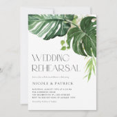 Invitation Aquarelle Monstera Dîner de répétition d'été Feuil (Devant)
